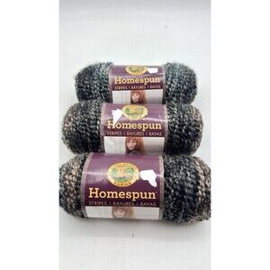 Homespun Lion Brand Yarn Lot Of 3 185 Yards Spools Midnight Stripes